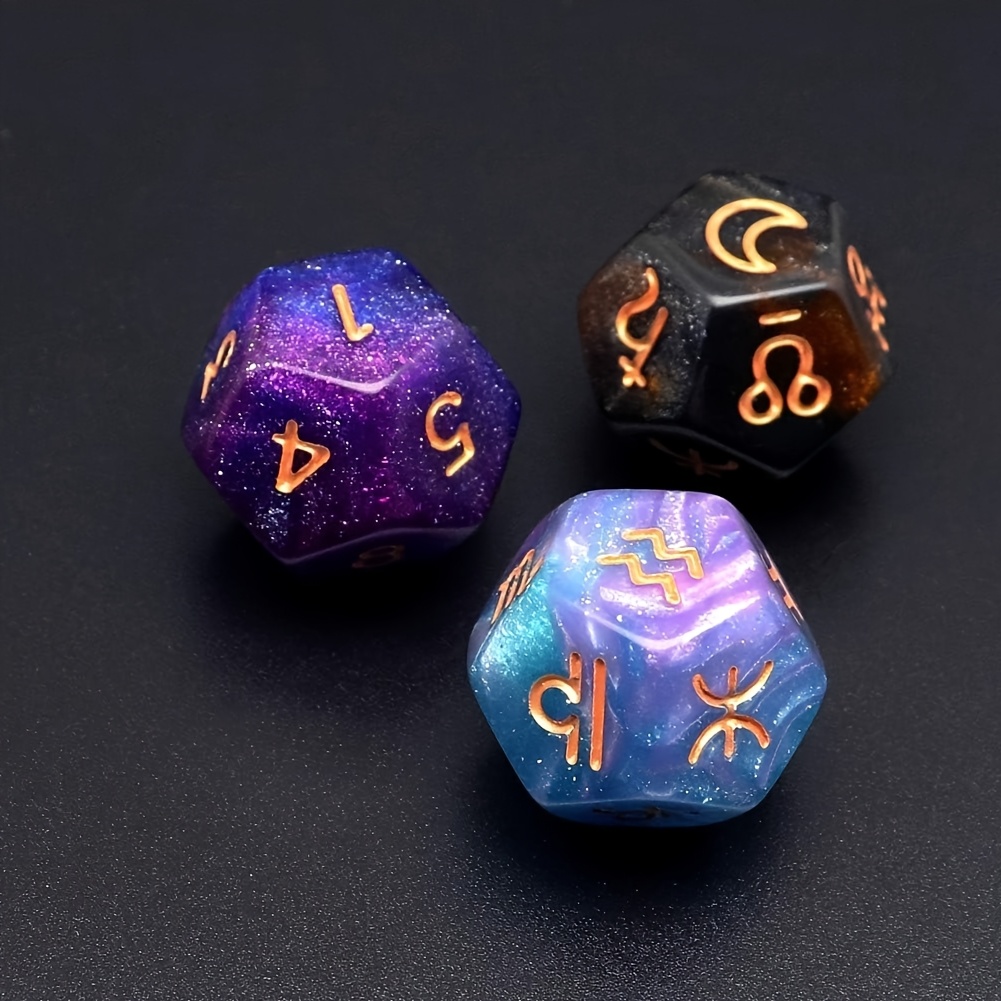 4pcs Astrology Dice Set with Acrylic Pearl Zodiac Dice